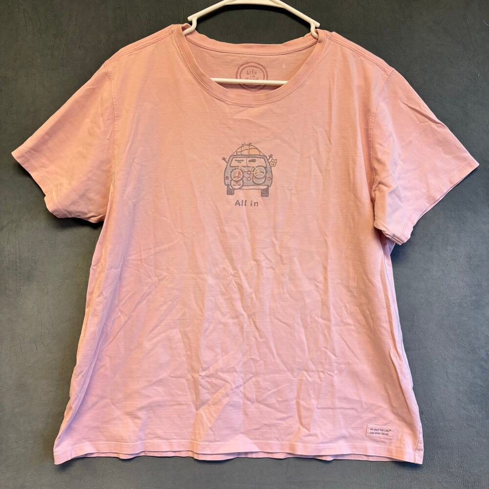 Life is Good Women’s XL Pink All In Adventure Graphic T-Shirt